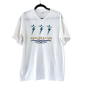 Vintage Princess Cruises Cruisercise T Shirt Mens Large White V-Neck USA Made